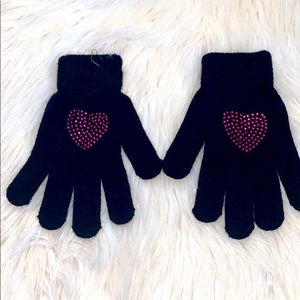 Womens/Girls Black Mitten Gloves